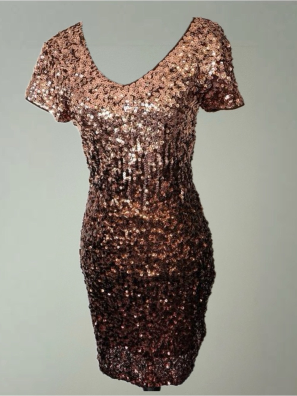 Sequin Scoop Neck Ombré Sheath Dress